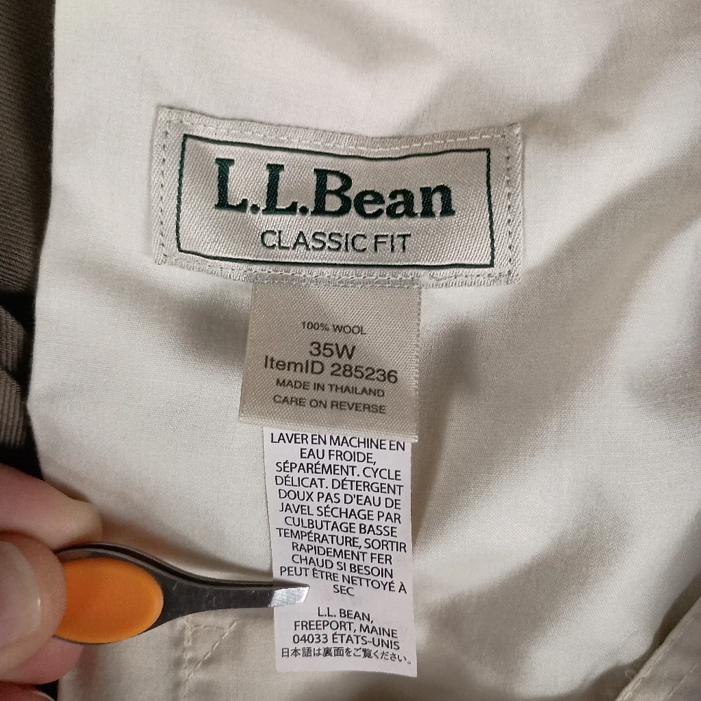 L.L. Bean Wool Classic Fit‎ Men's Dress Pants 35 Waist